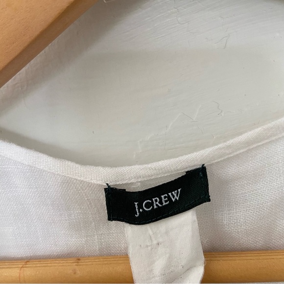 J.Crew White Linen Ruffled Hem Short Sleeve Wrap Dress-Vintage Y2K-Size Medium - Picture 2 of 4